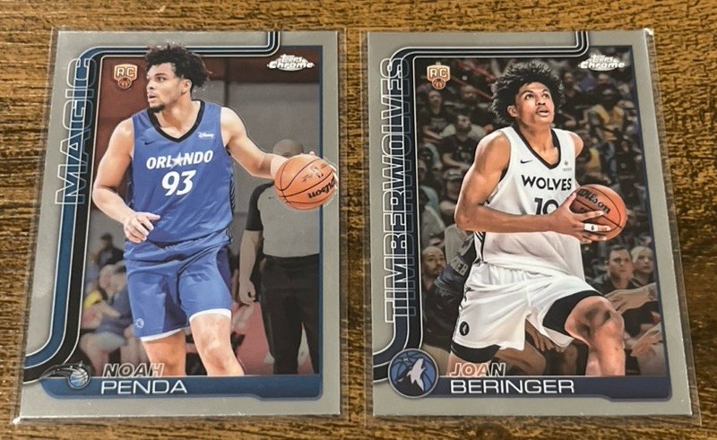 2025 Topps Chrome RC Lot (2) Noah Penda & Joan Beringer Base Rookie