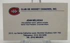 NHL Hockey Montreal Canadiens JEAN BELIVEAU'S Business Card