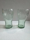 Vintage Coca-Cola Coke Glass Small Green 6 oz. 4.5" Tall Set of 2