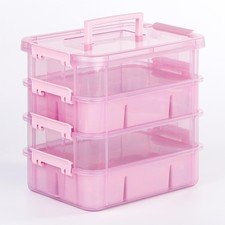 Art Supply Storage Organizer with 2 Removable Trays, 4-Layer 10QT Durable Cra...