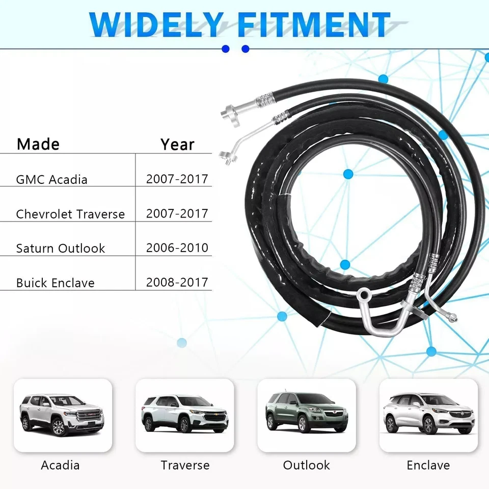 Juego de línea de CA trasera AT34653 para Chevrolet Traverse 2007-2017 manguera de CA auxiliar trasera Foto 4 de 4