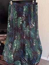 Tropical Sarong Wrap Skirt Swim Cover Up Open Front Semi Sheer Med