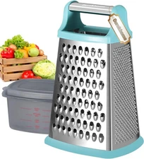 Cheese Grater with Handle, Stainless Steel Box Grater, 4 Side Kitchen Vegetable