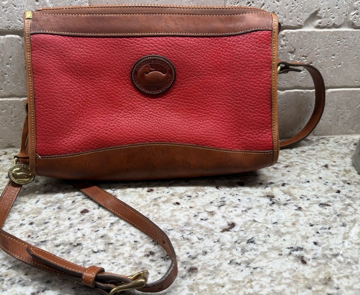 Vintage Dooney & Bourke Red & Brown leather zip shoulder bag Vintage Dooney & Bourke Red & Brown leather zip shoulder bag