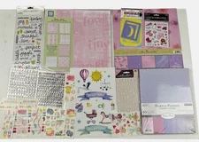 Large Lot Baby Girl Themed Scrapbooking Paper Stickers Cut Outs Alphabets, Ect.