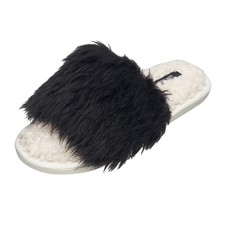 Nine West Fuzzy Slide Slippers   Black  Size S 5  6  NWT