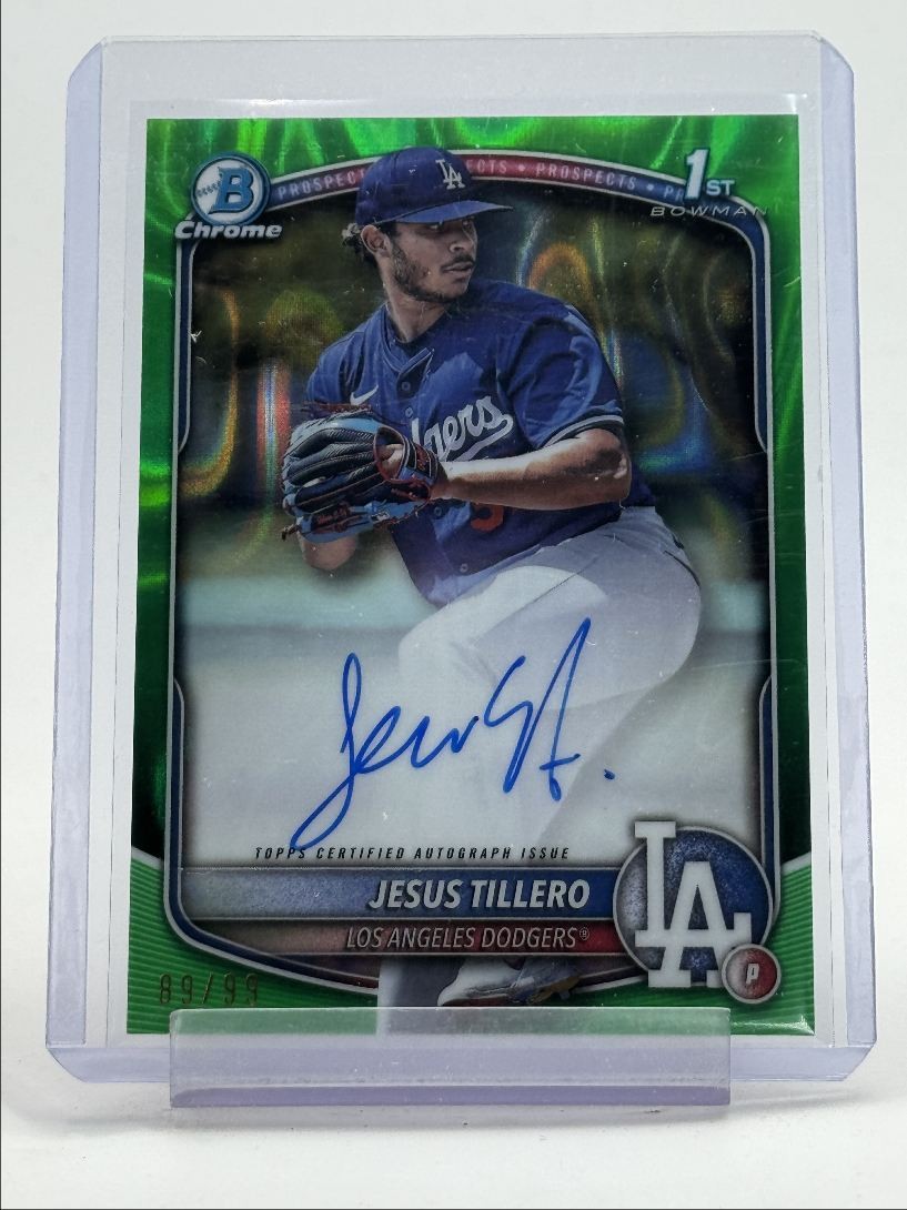 JESUS TILLERO 2025 BOWMAN CHROME 1ST GREEN LAVA REFRACTOR AUTO /99 Q4782