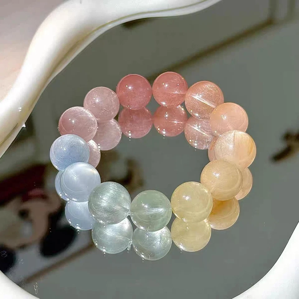 Natural Green Rutilated Quartz Red Rutilated Quartz Rabbit Hair Mixed Bracelet - Image 2 of 4