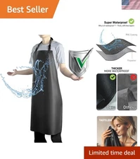 Waterproof Apron with Adjustable Bib Heavy Duty Vinyl Dishwasher Cooking Gard...
