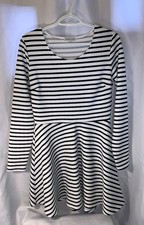 Charlotte Russe Black And White Stripes Skater Dress Women’s Size Large USA Made