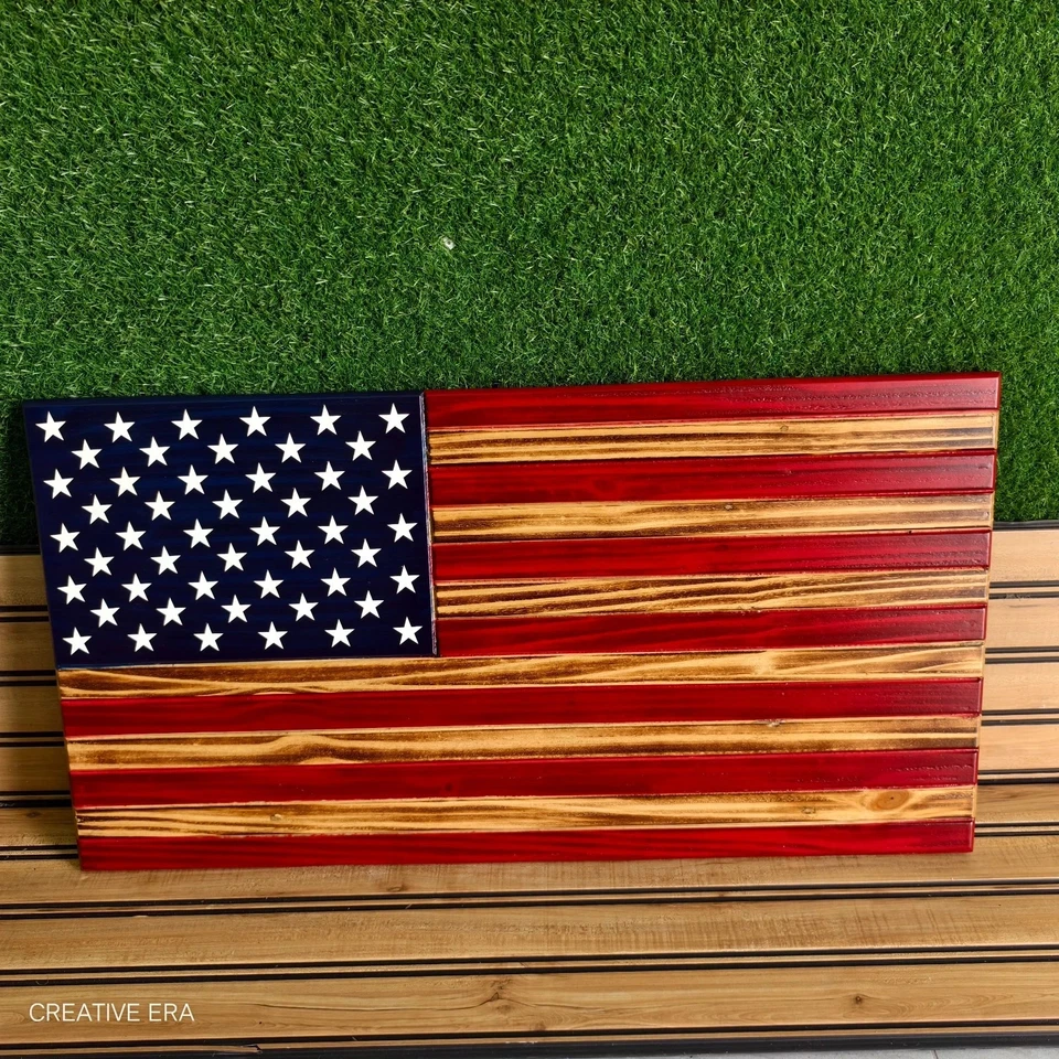 Wooden American Flag, Patriotic Flag,Charred American Flag, Rustic Designer Gift - Image 3 of 4