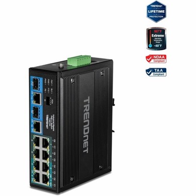 TRENDnet  TI-BG104,10-Port Industrial Gigabit PoE++ DIN-Rail Switch