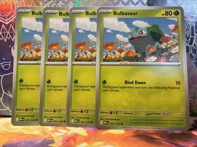 4x Bulbasaur (Playset) 001/132 - NM Condition - Non-Foil