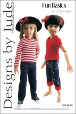 Fun Basics Doll Clothes Sewing Pattern for 12" Senson Dolls Designs by Jude