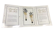 LUNCH AT THE RITZ Gold Tone CARTE DU JOUR  14K Post Stud EARRINGS 3 1/2", 19.6g