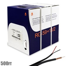 500FT Bulk RG59 Siamese Cable 18/2 CCTV Security Surveillance Camera Wire White