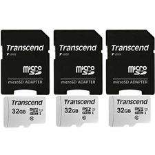 3 Units Transcend 32GB MicroSD Class 10 Micro SDHC Memory Card with SD Adapter