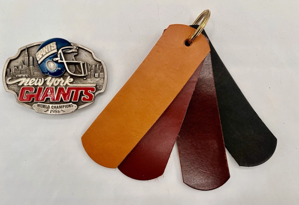 New York Giants Belt Buckle 1986 World Champion with custom belt. - Image 2 of 2