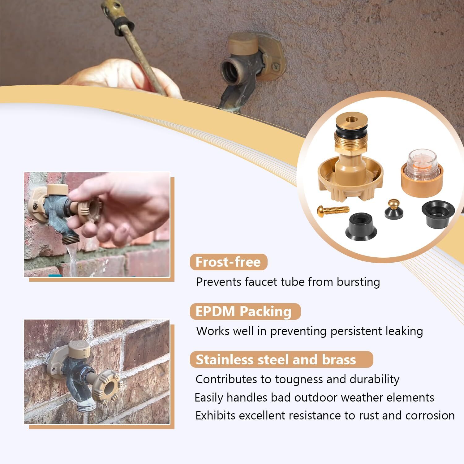 for Woodford Model 17 Outdoor Faucet RK-17MH Repair Kit Metal Handle Repair Kit