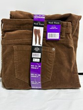 Well Worn Women’s High Rise Soft Corduroy Pant, Brown Size 14/34 Inseam 31"