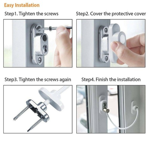 Window Door Cable Restrictor Ventilator Child Baby Safety Security Lock - Picture 17 of 20