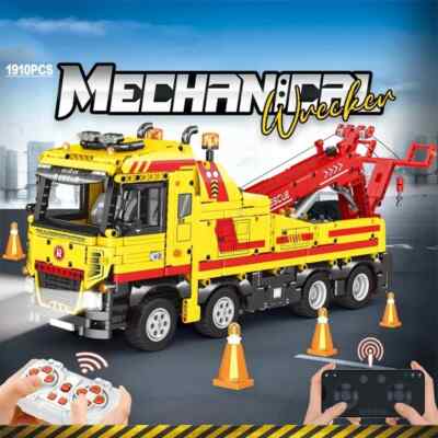 1910PCS Wrecker TECHNICAL Building Blocks Engineering Remote Control Truck Brick