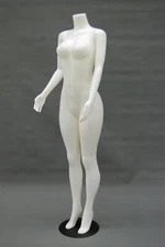 Adult Standing Headless Female Brazilian Plastic White Mannequin with Base
