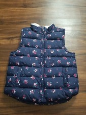 GYMBOREE GIRLS 7/8 PUFFER VEST BLUE FLOWER PRINT