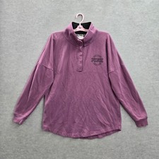 PINK Victoria's Secret Women Sweatshirt Medium Purple Love Logo Mock Neck Fleece
