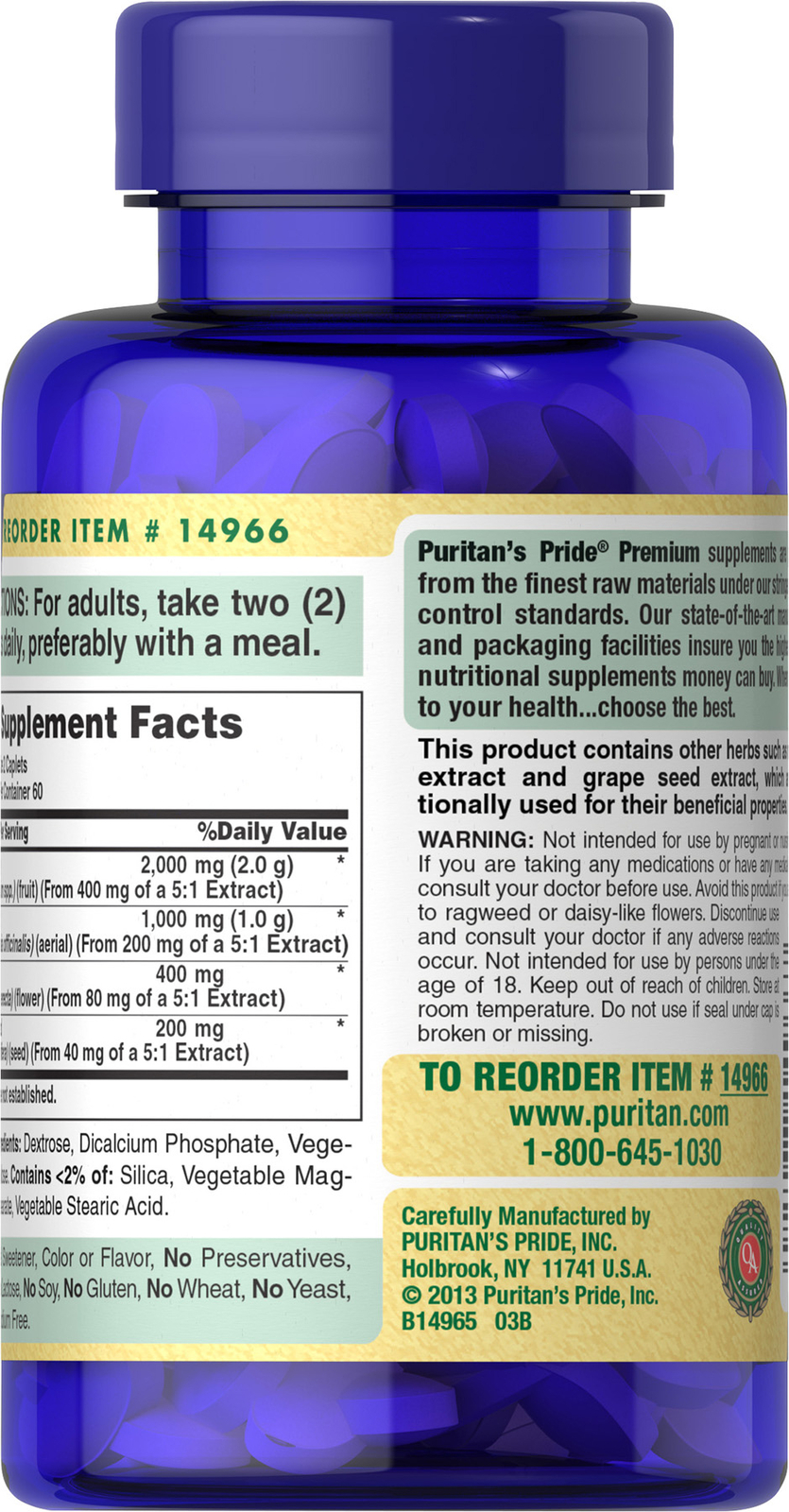 Puritan's Pride Blueberry Eyebright Complex 120 Caplets eBay