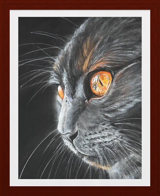 SCHWARZE KATZE (ÜBERARBEITET) - Originalgemälde