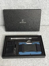 Keymarx Men’s Minimalist Front Pocket Wallet Box Tool Warranty Card Blue