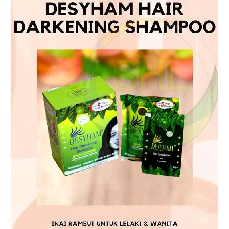 Desyham Hair Darkening Shampoo henna Dye Inai Pewarna Rambut 1 box - Image 3 of 3