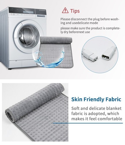 Electric Heated Blanket Warm Throw Rug Washable Snuggle Soft Pad Winter Travel - Picture 7 of 20