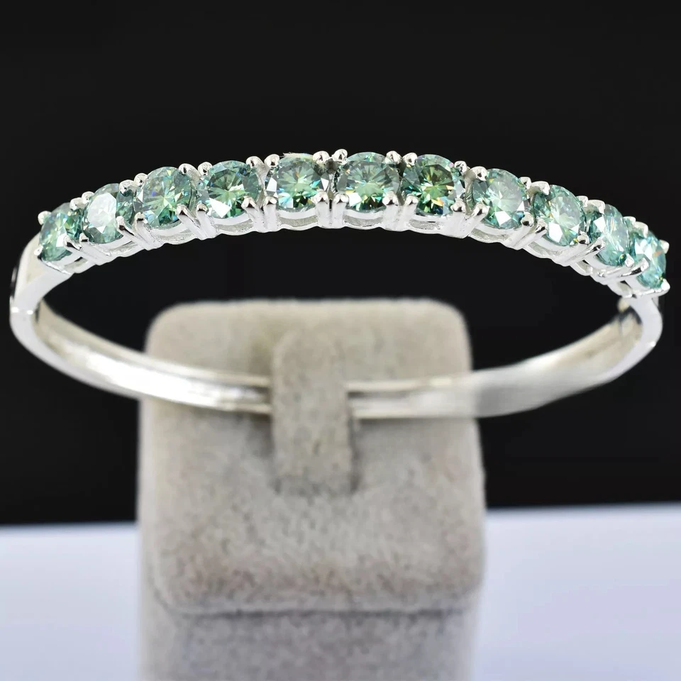 Сертифицированный браслет-солитер с голубым бриллиантом 11 карат из серебра 925 пробы - Изображение 3 из 4