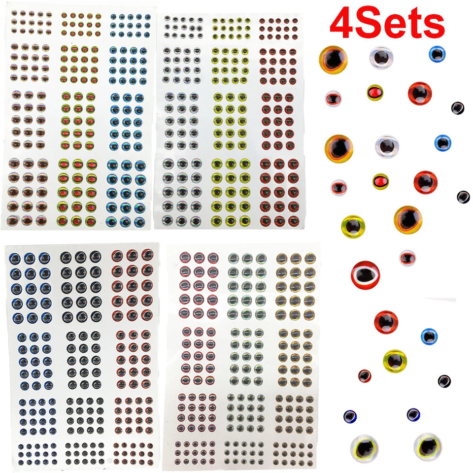 732Pcs Fishing Lure Eyes 3mm-4mm-5mm-6mm 3D Holographic Eyes Fly Tying Jig Craft - Image 4 of 4
