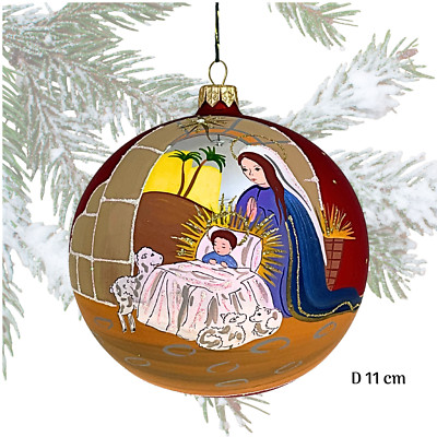 Weihnachtskugel mundgeblasenes Glas handbemalt D 11 cm Baumschmuck Weihnachtsbaum