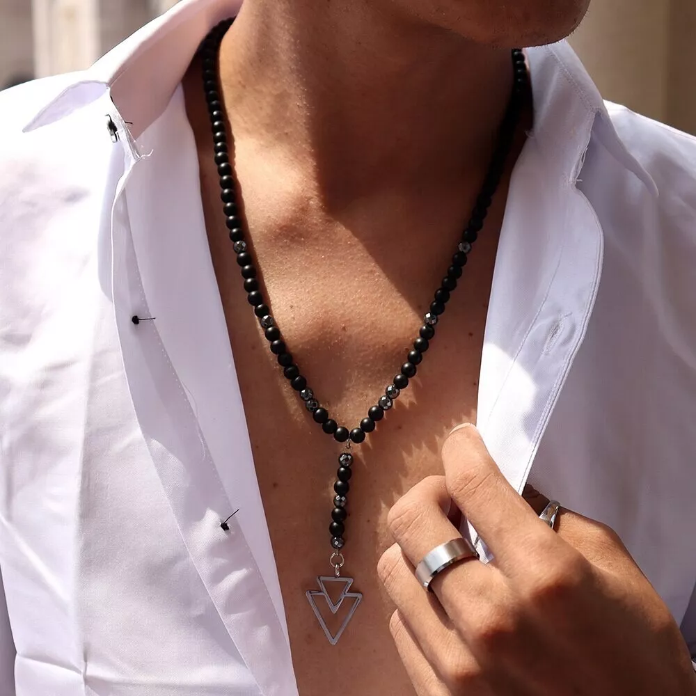 Triangle lava shop stone necklace
