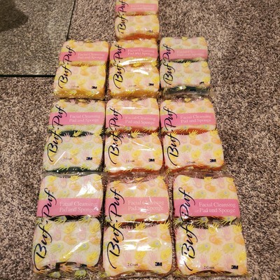 Lot of 10 Vintage Buf Puf Facial Cleansing Sponges 3M 2 Pack Sealed