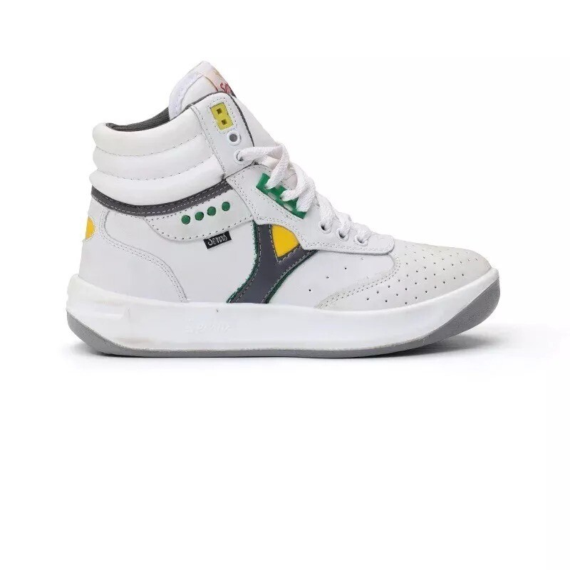 靴 80s service shoe by International Shoe C Servis Cheetah High Top Trainers White Yellow Green Shoes Afghani