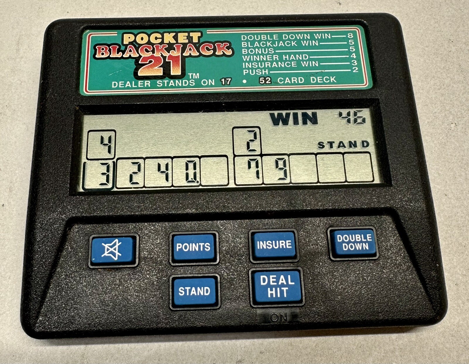 RADICA POCKET BLACKJACK 21 HANDHELD ELECTRONIC CASINO GAME Tested