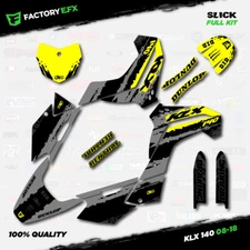 Gray & Yellow Slick Racing Graphics Kit fits 08-18 Kawasaki KLX140 KLX 140 Decal