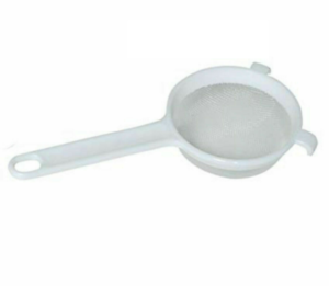White Chef Aid Plastic Tea Strainer with Durable Nylon Mesh Kitchen Utensil