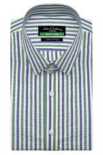 Men's Tom Ford Style Tab Collar Evening Wedding Dress Striped Seersucker Shirt