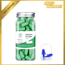 Soft Foam Ear Plugs for Sleeping, 60 Pairs, 38dB SNR, Green, Noise Reduction