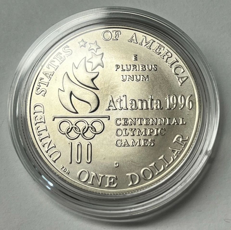 1996-D OLYMPIC HIGH JUMP SILVER COMMEMORATIVE BRILLIANT UNCIRCULATED DOLLAR - Image 2 of 2
