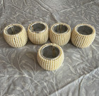 Beaded Napkin Rings Set of 5 Ivory & Silver Beads/Metal Holders — photo 1