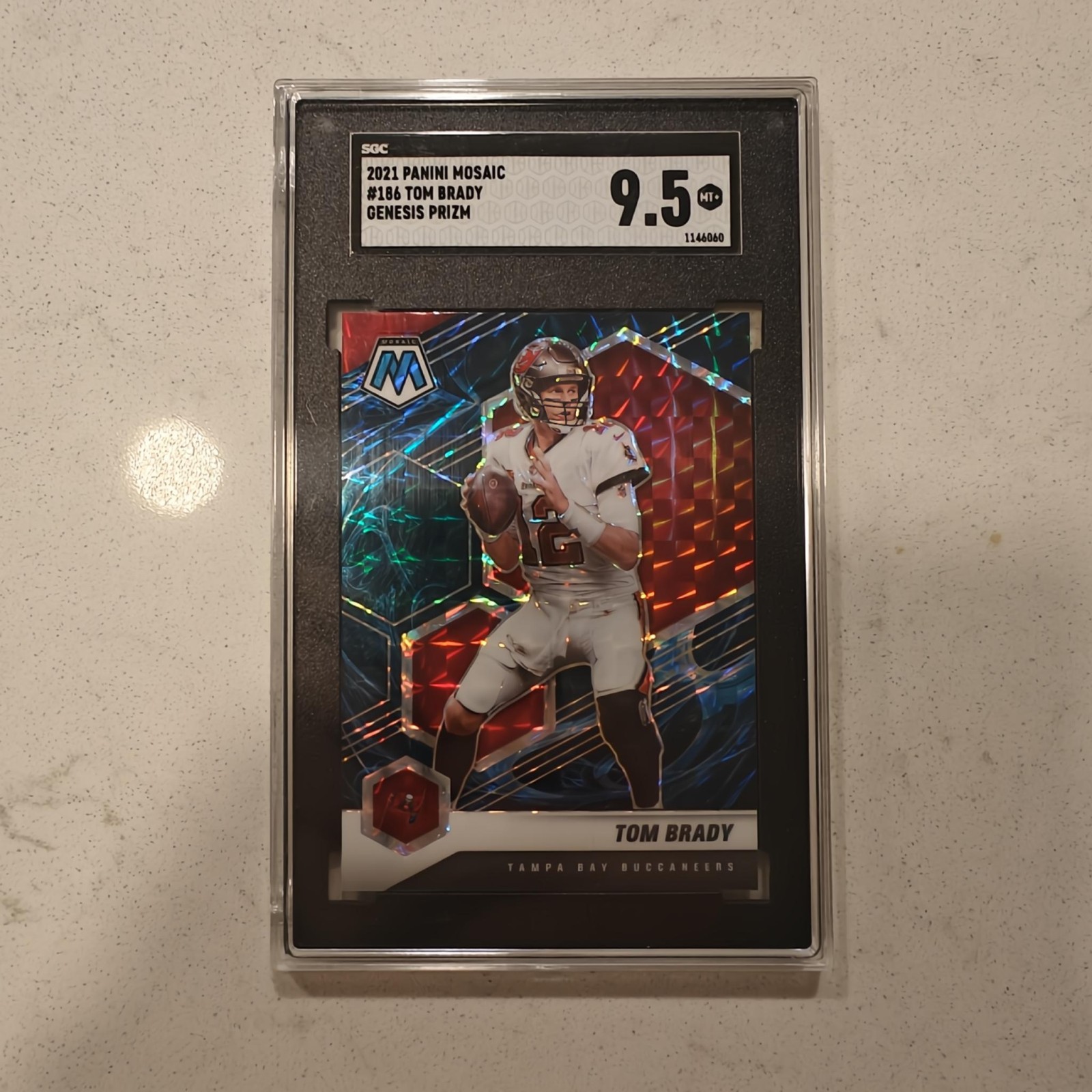 2021 Panini Mosaic Genesis Prizm Tom Brady Buccaneers #186 SGC 9.5