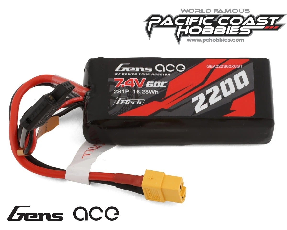 Gens Ace 2S G-Tech Smart LiPo Battery 60C (7.4V/2200mAh) w/X