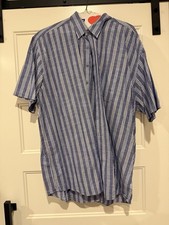 Cutter & Buck Men’s Shirt Sleeve Dress Shirt Blue And White Stripes 2XT/2TGL